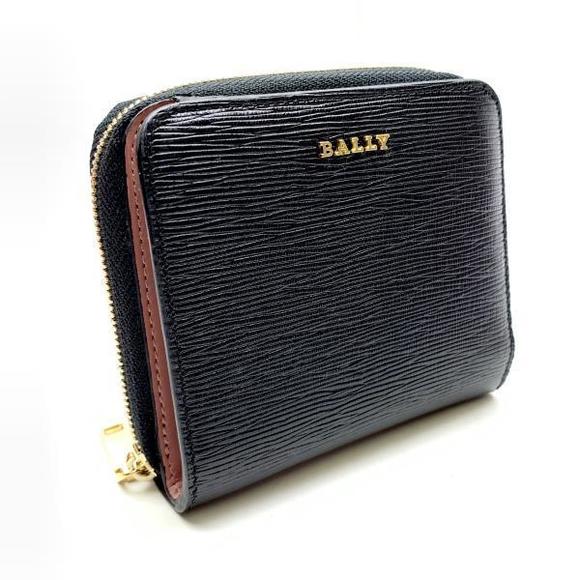 Bally Round Coin Case Leather Bifold Compact Wallet Black - Picture 2 of 9